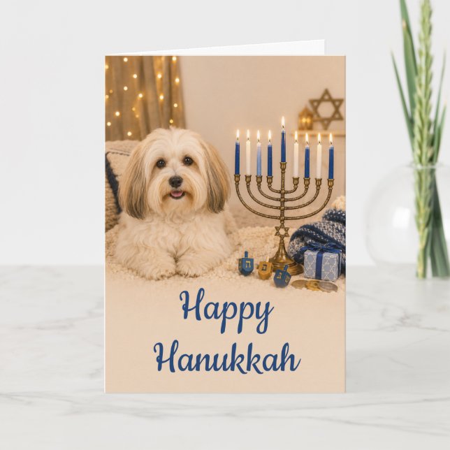 Havanesiskt Glad Hanukkah Välkomstkort Kort (Framsida)