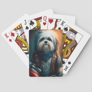 Havanesiskt hund på cykel digital målning casinokort
