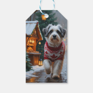 Havanesiskt hundjul snö semester presentetikett
