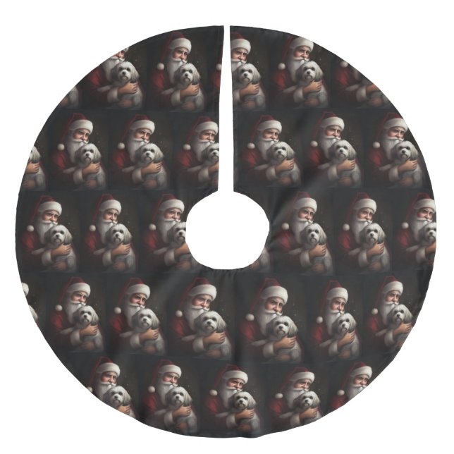 Havanier med Jultomten i julafton Julgransmatta Borstad Polyester (Framsidan)