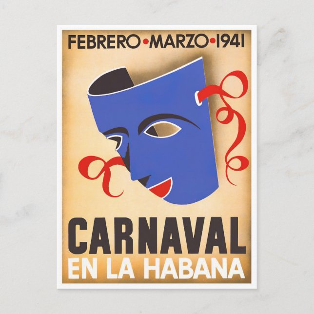 Havanna Carnival vintage resor vykort 1941 (Framsida)