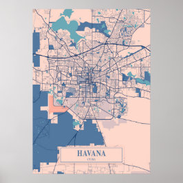 Havanna - Cuba Breezy City Karta Poster