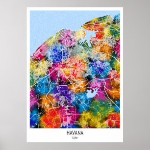 Havanna Cuba City Karta Poster