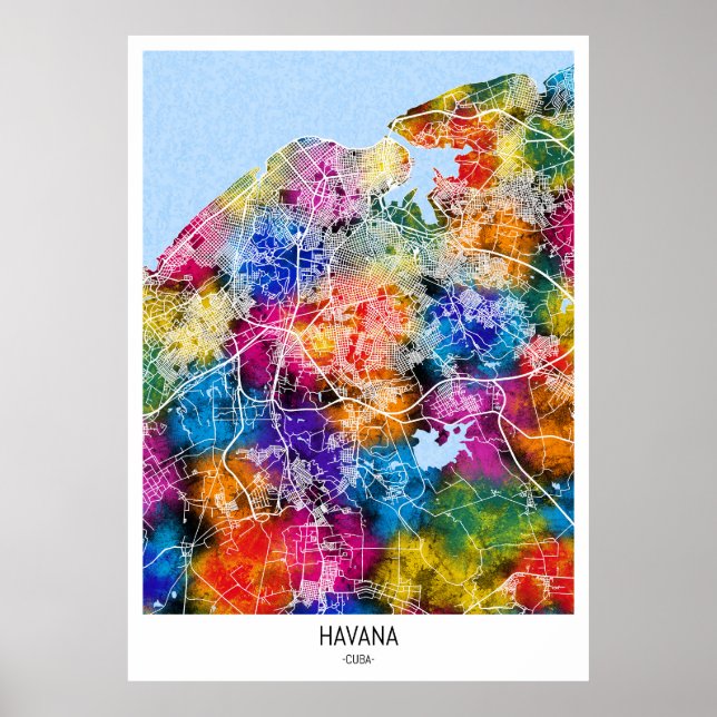 Havanna Cuba City Karta Poster (Framsidan)