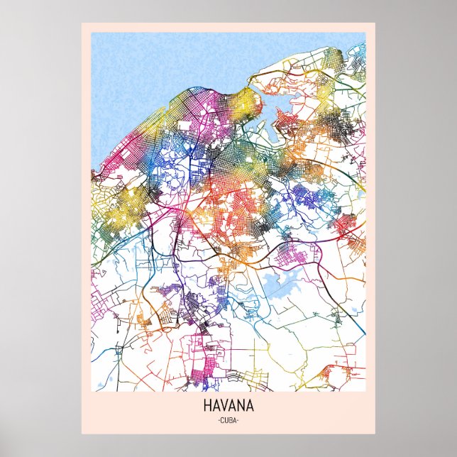 Havanna Cuba City Karta Poster (Framsidan)