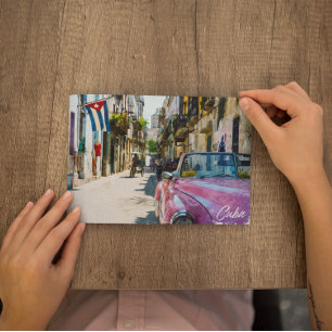 Havanna Cuba Flagga Travel Watercolor Vykort