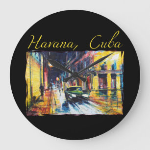 Havanna Cuba - Habana Vieja Nattscene Stor Klocka