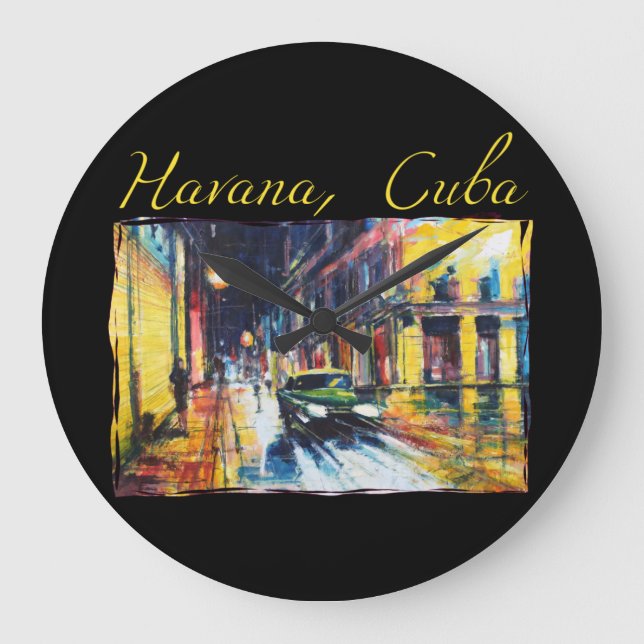 Havanna Cuba - Habana Vieja Nattscene Stor Klocka (Framsida)