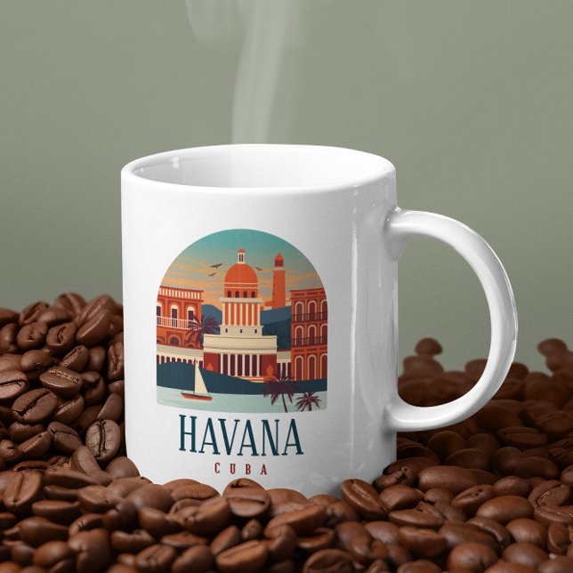 Havanna Cuba Island Vintage Minimal Retro City Kaffemugg (retro havana cuba coffee mug)