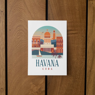 Havanna Cuba Island Vintage Minimal Retro City Vykort