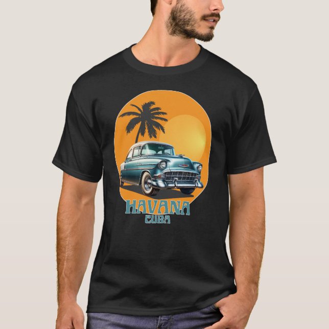 Havanna Cuba Klassiska Bilar T Shirt (Framsida)
