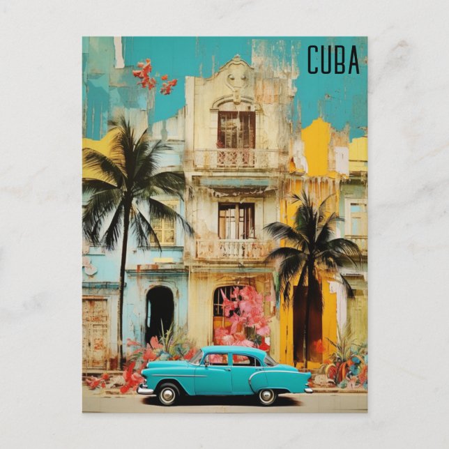 Havanna Cuba Mixed Media Travel Vykort (Framsida)