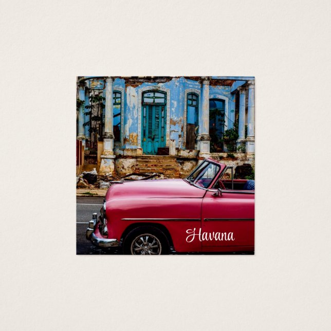 Havanna Cuba Red Vintage bil Fyrkantigt Visitkort (Framsida)