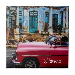 Havanna Cuba Red Vintage bil Kakelplatta