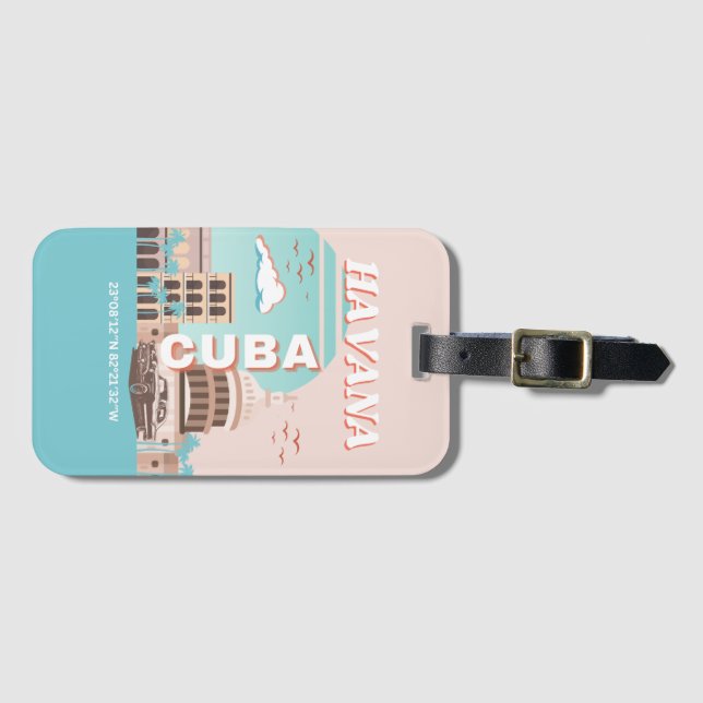 Havanna Cuba Retro Travel Art Bagagebricka (Framsida horisontal)
