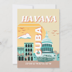 Havanna Cuba Retro Travel Art Julkort