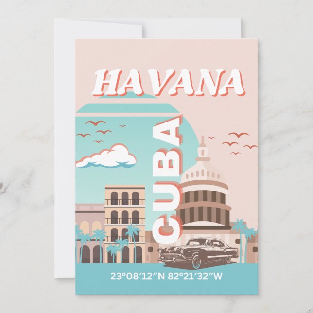 Havanna Cuba Retro Travel Art Julkort (Framsida)