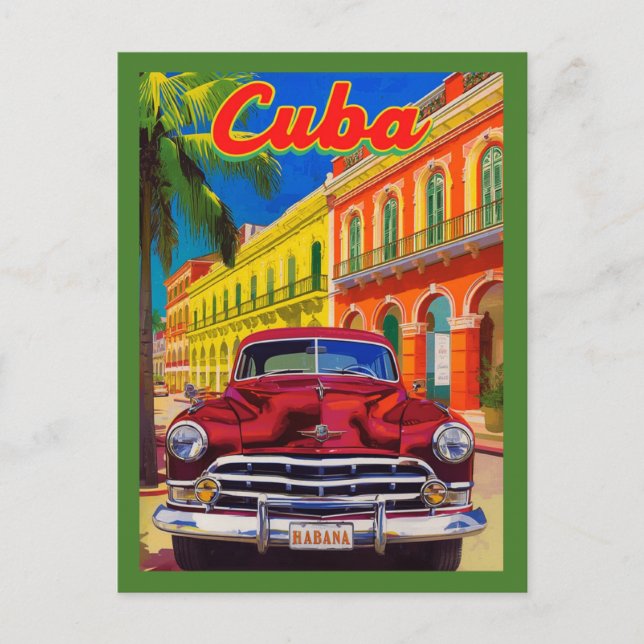 Havanna Cuba Retro Travel - kolonialgammal bil Vykort (Framsida)
