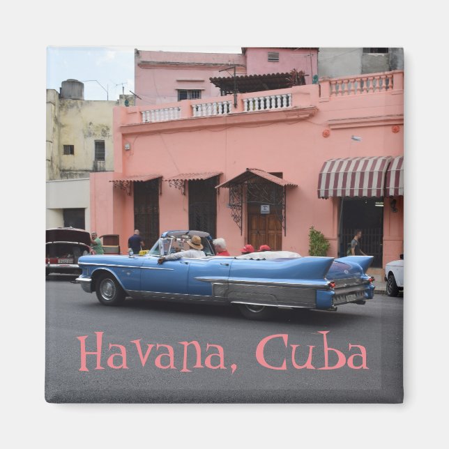 Havanna Cuba Rosa Byggnad Class ic Old Car Magnet (Framsidan)