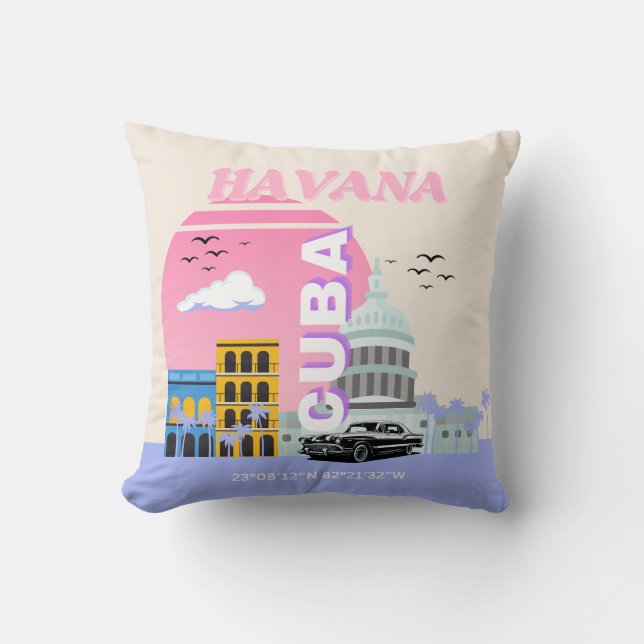 Havanna Cuba Travel Art Kudde (Framsida)