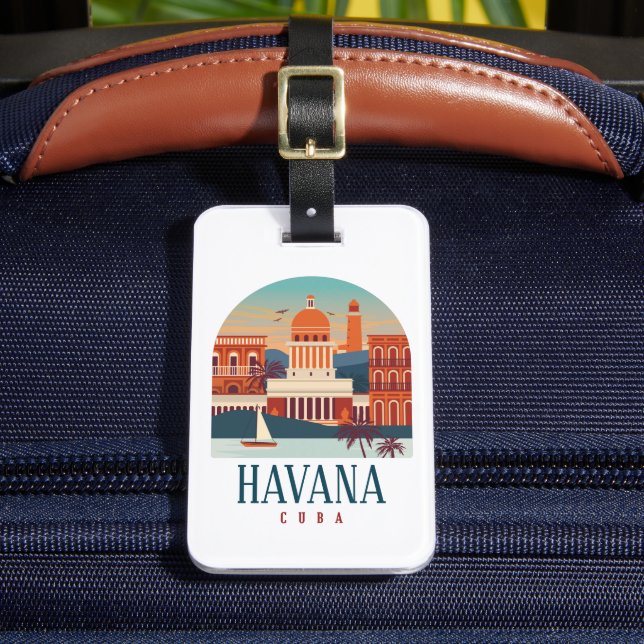 Havanna Cuba Vintage Minimal Retro Travel Bagagebricka (Framsida Insitu 2)