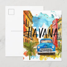 Havanna Cuba Watercolor Painting Travel