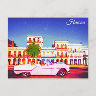Havanna Cuba Watercolor Travel Vykort