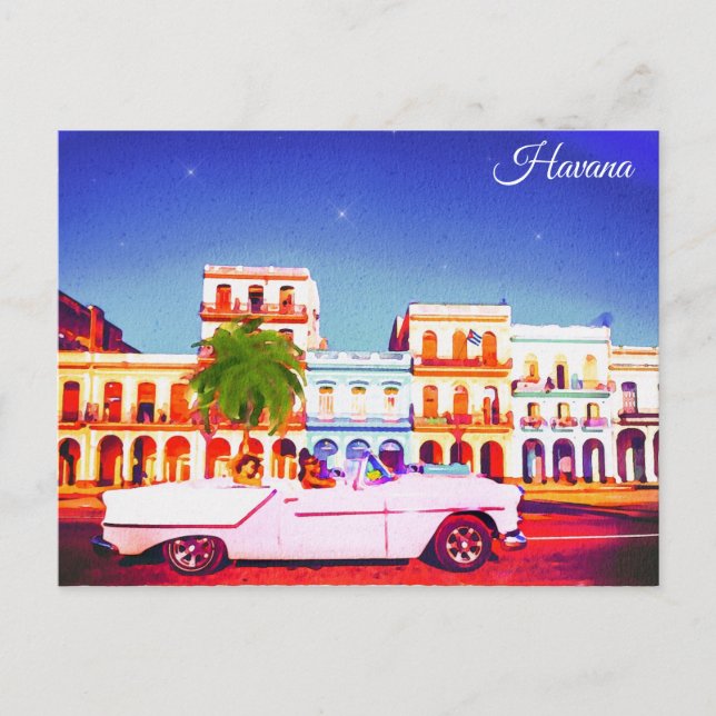 Havanna Cuba Watercolor Travel Vykort (Framsida)
