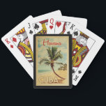 Havanna Handflatan Träd Vintage resor Casinokort<br><div class="desc">En unik och modern Havanna Kuba-konst i mitten av århundradet i vintage resor poster stil. Den har en böjd handflatan träd på sandstranden med hav under ett blått grumligt himlar.</div>