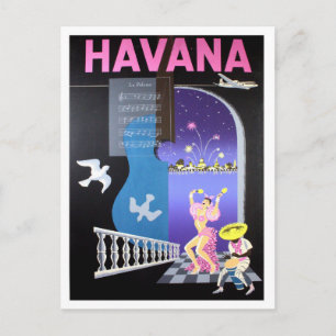 Havanna, Kuba, dansande nätter, vintage flygbolag Vykort