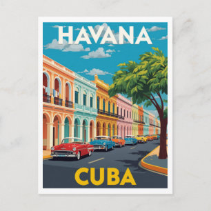 Havanna Kuba Färgrik Gatubil Klassisk Bil Vykort