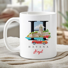 Havanna Kuba Monogram Bokstav H Personlig Gåva Kaffemugg