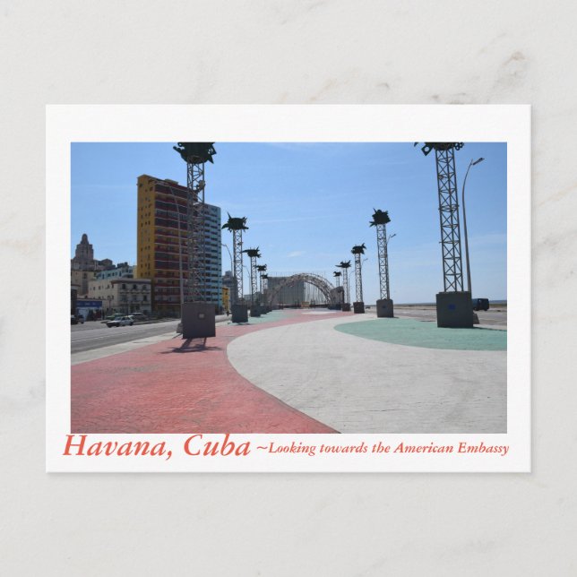 Havanna Kuba mot amerikansk ambassad Vykort (Framsida)