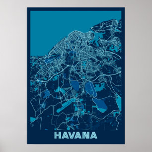 Havanna - Kuba Peace City Karta Poster