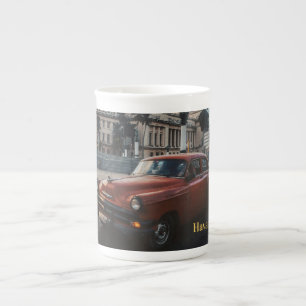 Havanna Kuba Vintage Klassisk Bil Benporslin Mugg
