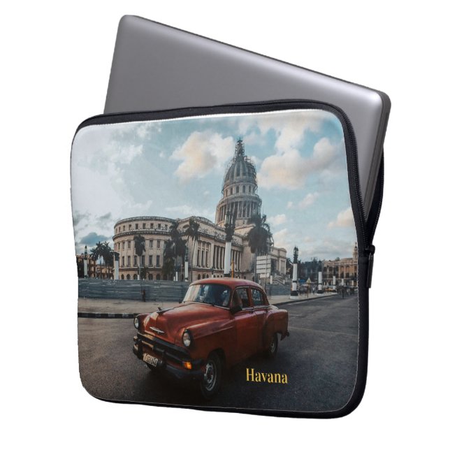 Havanna Kuba Vintage Klassisk Bil  Laptop Fodral (Framsidan Vänster)