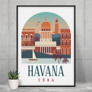 Havanna Kuba Vintage Siluett Poster