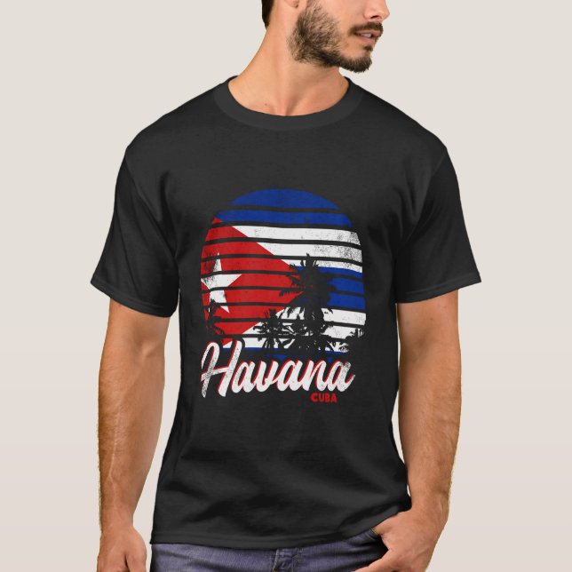 Havanna Kubanska Flagga T Shirt (Framsida)