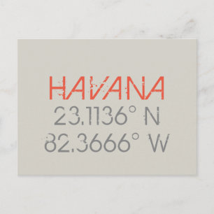 Havanna Longitud Latitude Vykort