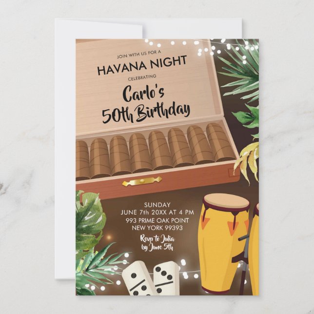 Havanna Nattbeach-inbjudan på födelsedagen Inbjudningar (Framsida)
