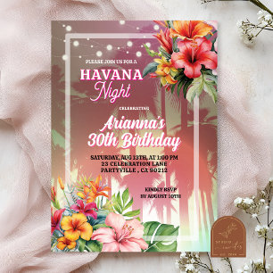 Havanna Nattdag Vuxen Födelsedagsinbjudan Inbjudningar
