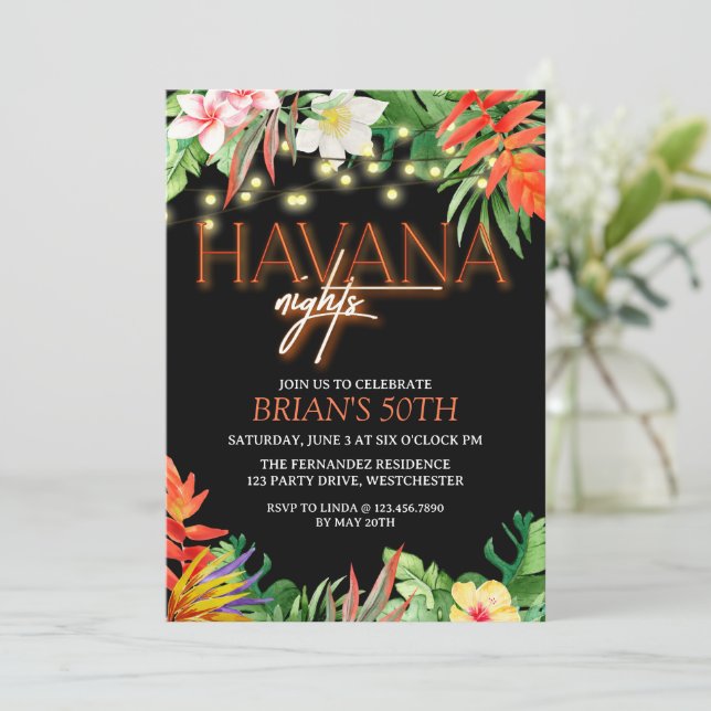 Havanna Nights, Havanna Nights Party, Tropical Inv Inbjudningar (Stående Fram)