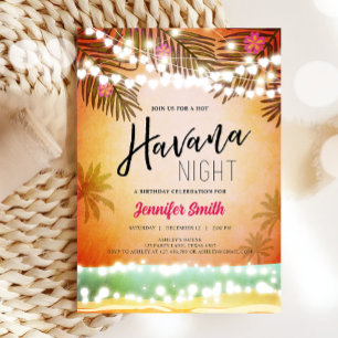 Havanna Nights Night i Havanna Beach Party Birthda Inbjudningar