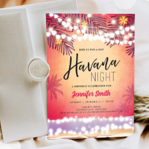 Havanna Nights Night i Havanna Beach Party Birthda Inbjudningar