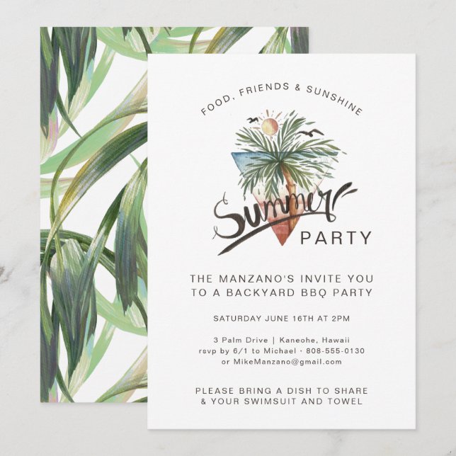 Havanna Nights | Summer Backyard Party Inbjudningar (Fram/baksida)