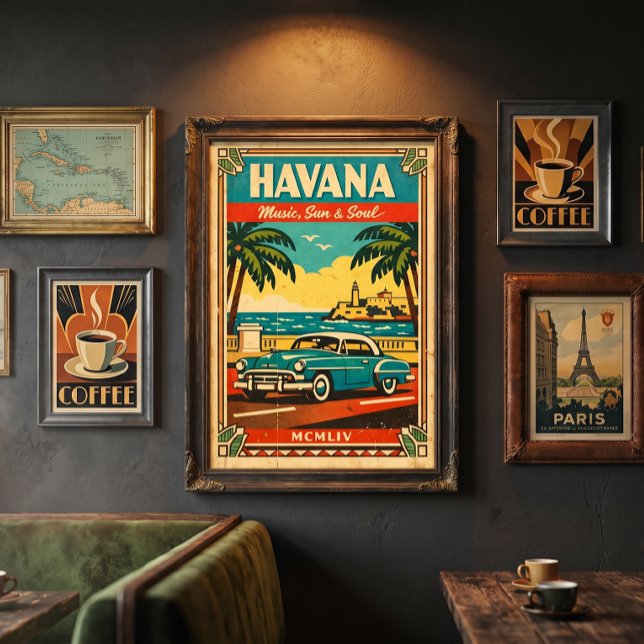 Havanna Vintage Resemaffisch – Retro Kuba Väggkons Poster (Crafted like a memory, printed like a dream 🎨)
