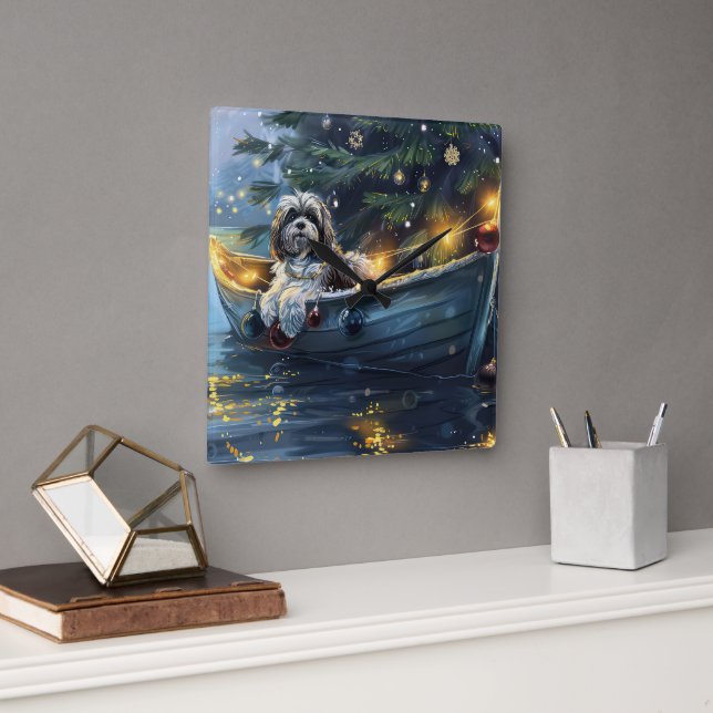 Havansk julfestsresa fyrkantig klocka (Kontor)