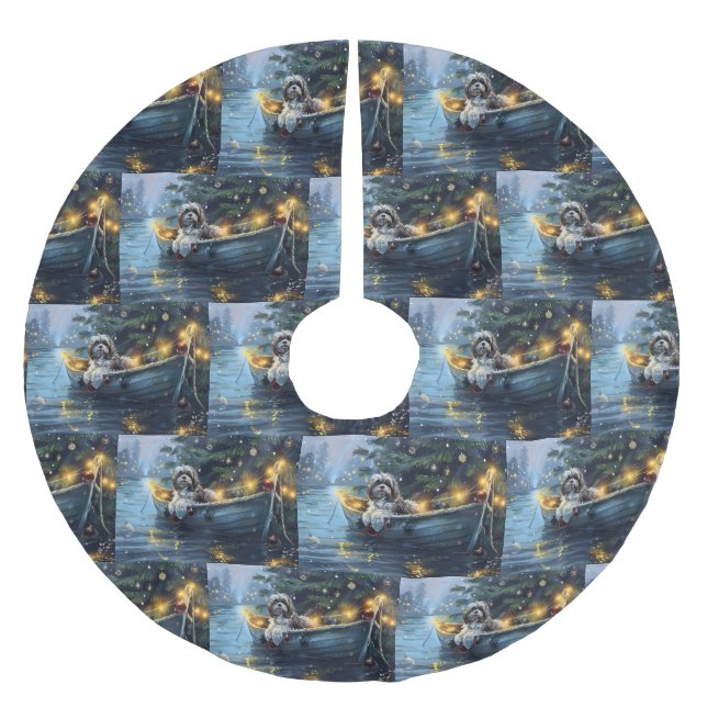 Havansk julfestsresa julgransmatta borstad polyester (Framsidan)