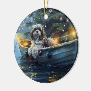 Havansk julfestsresa julgransprydnad keramik