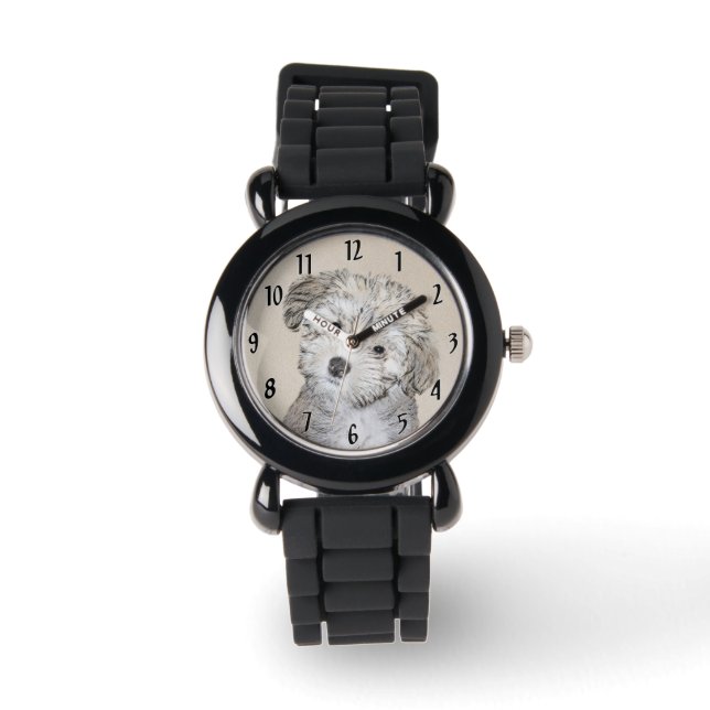 Havansk marionettmålning - Cute Original Hund Art Armbandsur (Framsida)